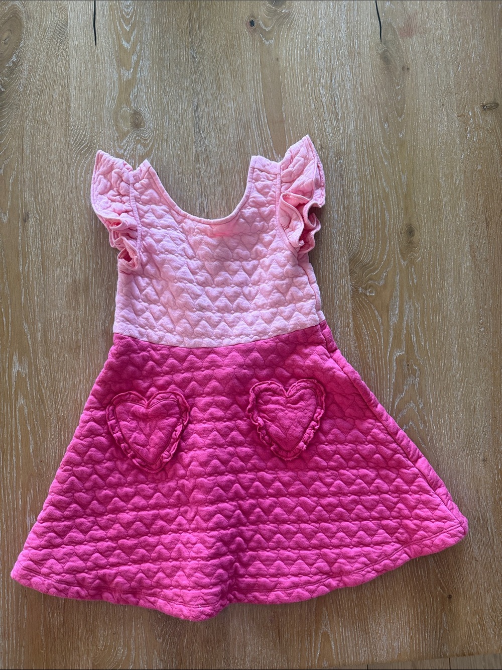Janie and Jack Pink Two-Tone Heart Quilted Dress